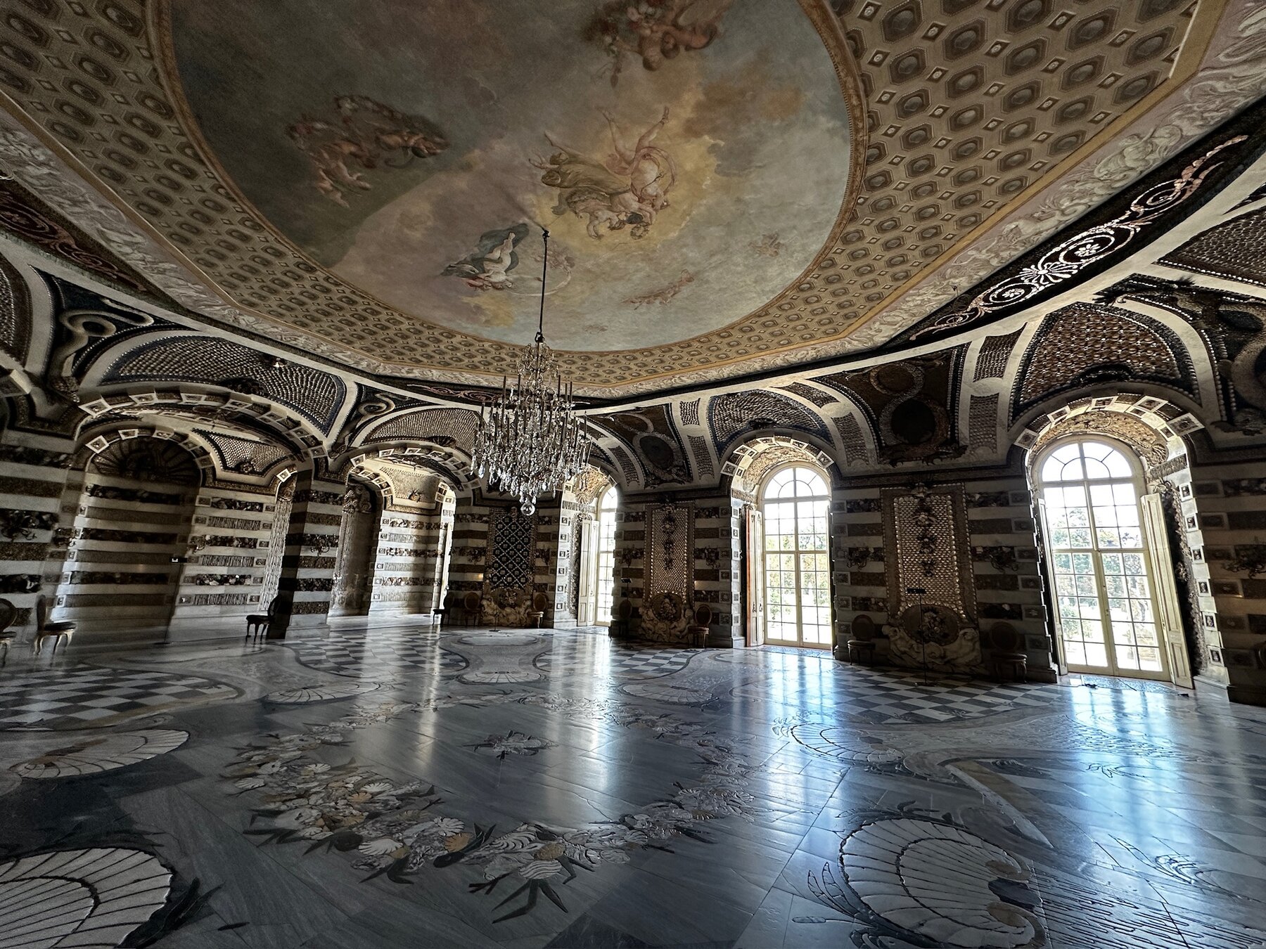 Grand hall with checkered marble floor, Sanssouci