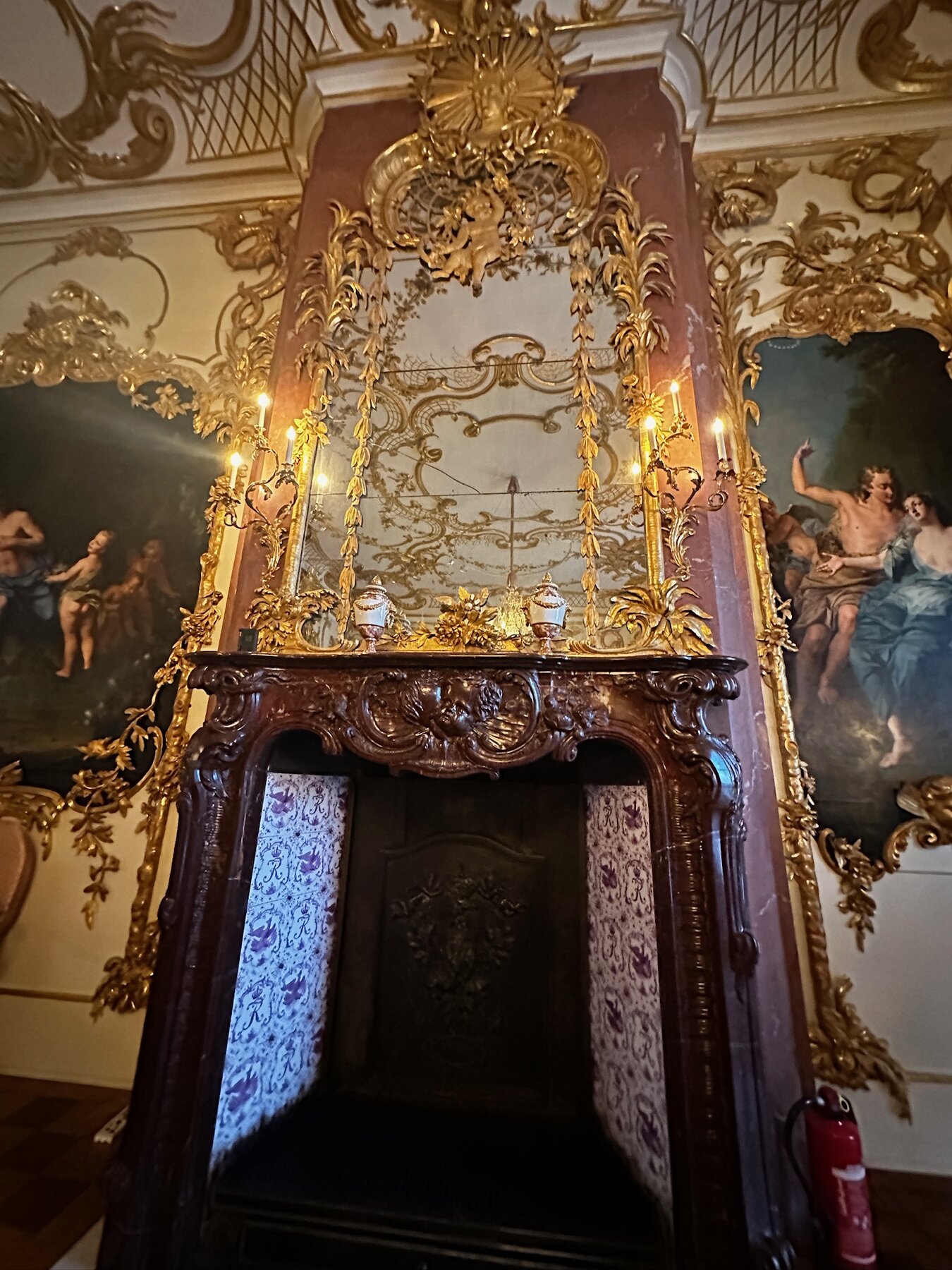 Gilt rocaille fireplace, Music Room, Sanssouci Palace